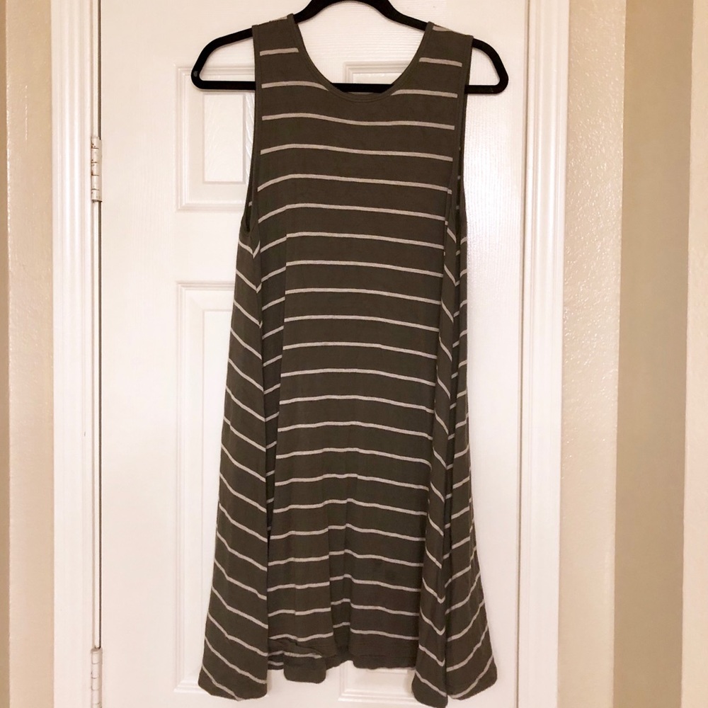Olive Striped Swing Tank Dress